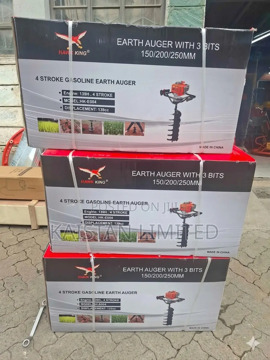 King 139cc 4-Stroke Earth Auger Machine With 3 Drill Bits