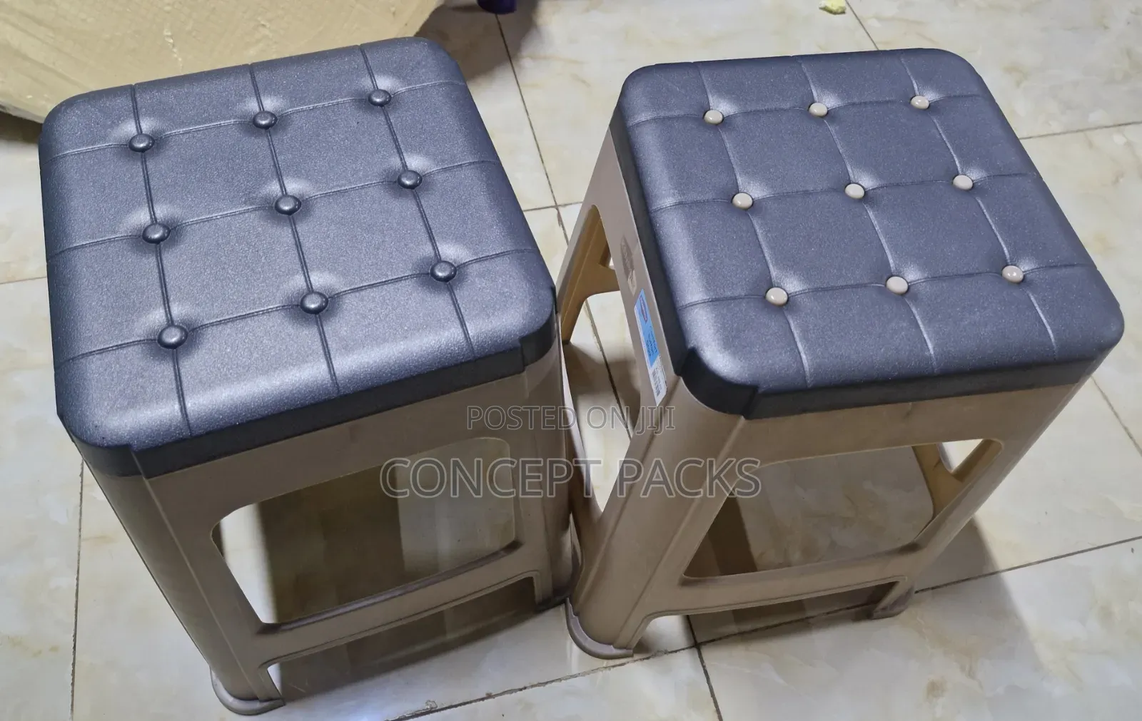 Kenpoly Grey Modern Plastic Button Stool(Price Per Pc)