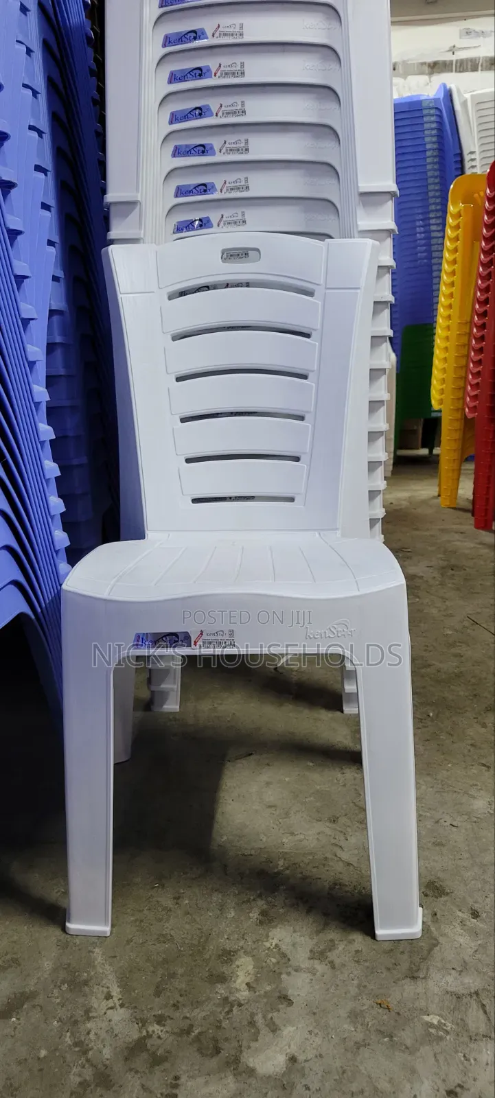 Kenstar Armless Plastic Chairs, White Color Plastic Chair