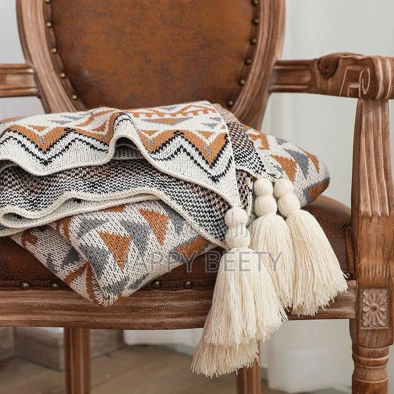 *Nordic Bohemian Knitted Throw Blankets With Tassels* Great Quality