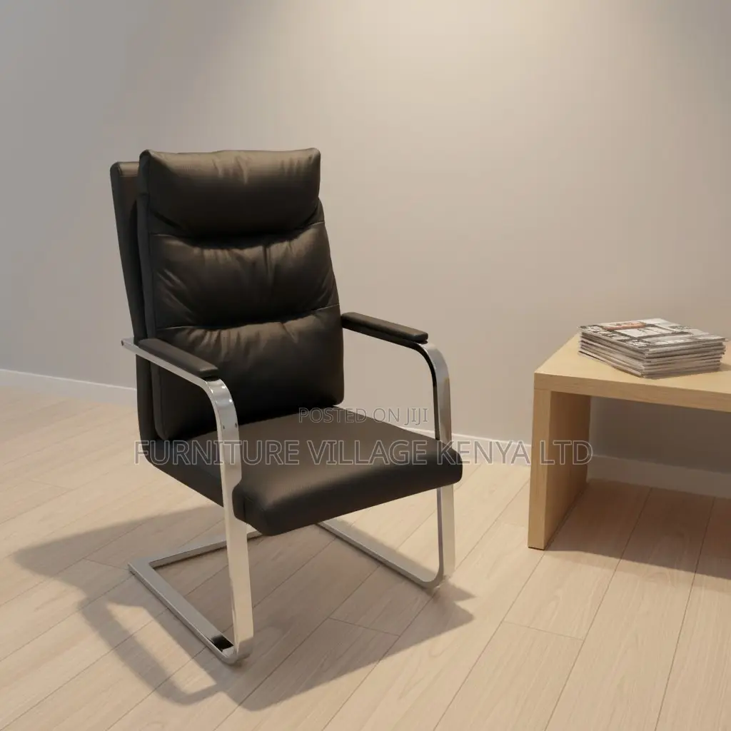 Leather Metal Frame Office Visitor Chair
