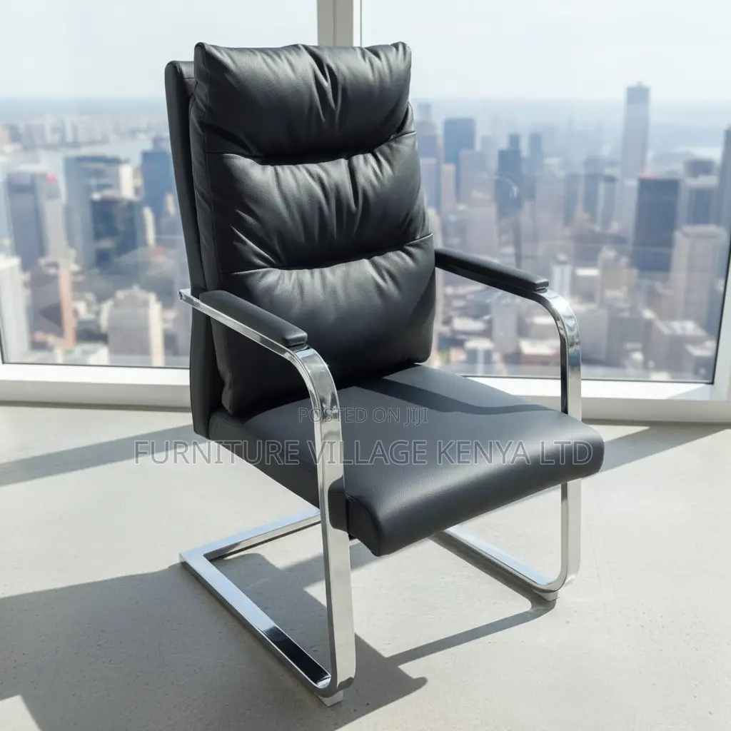 Leather Metal Frame Office Visitor Chair