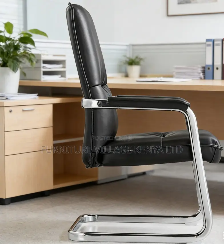 Leather Metal Frame Office Visitor Chair