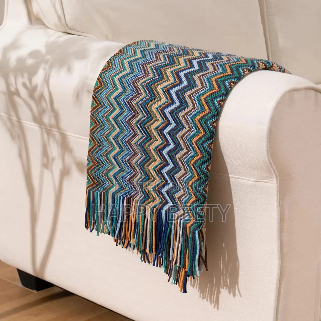 Colourful Warm Knitted Throw Blanket