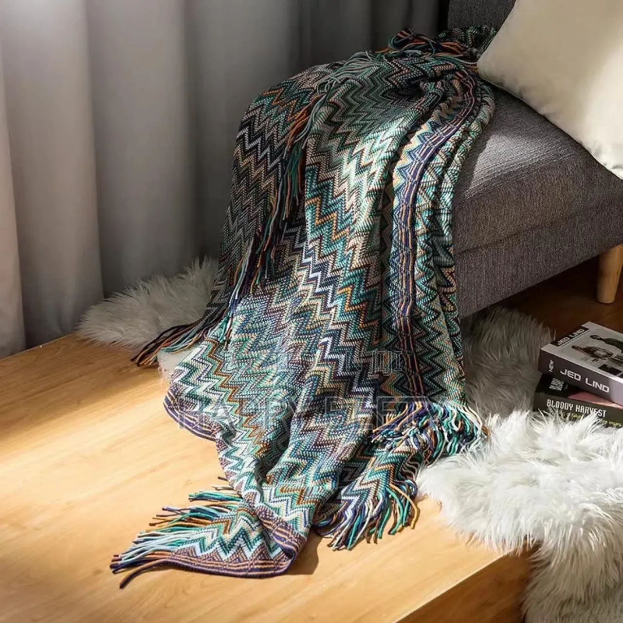 Colourful Warm Knitted Throw Blanket
