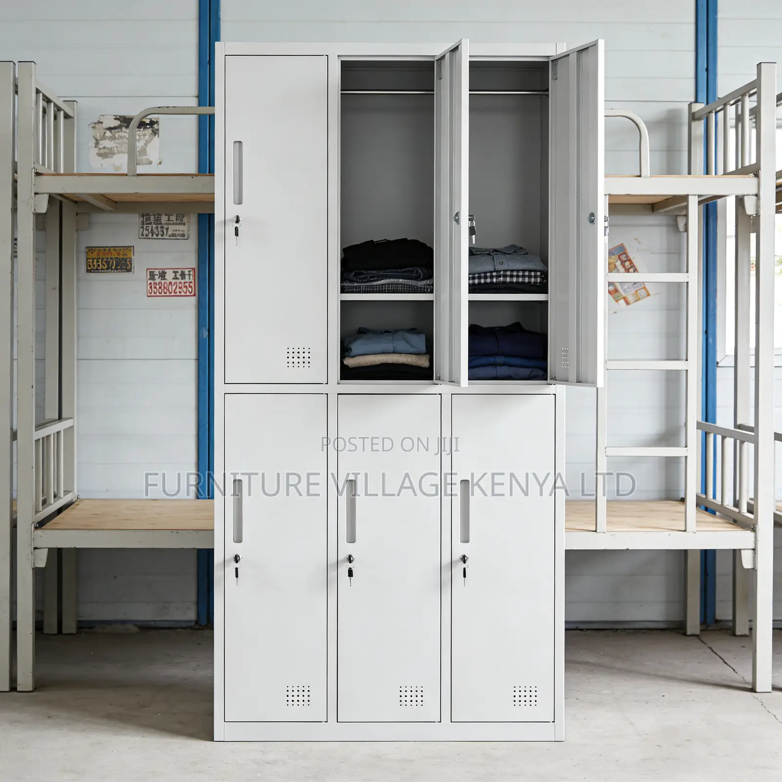 6-Door Metallic Changing Rooms Storage Locker