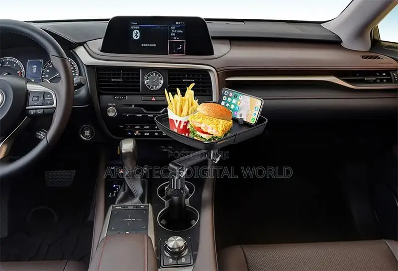 360° Rotating Car Cup Holder Tray Table With Phone Holder
