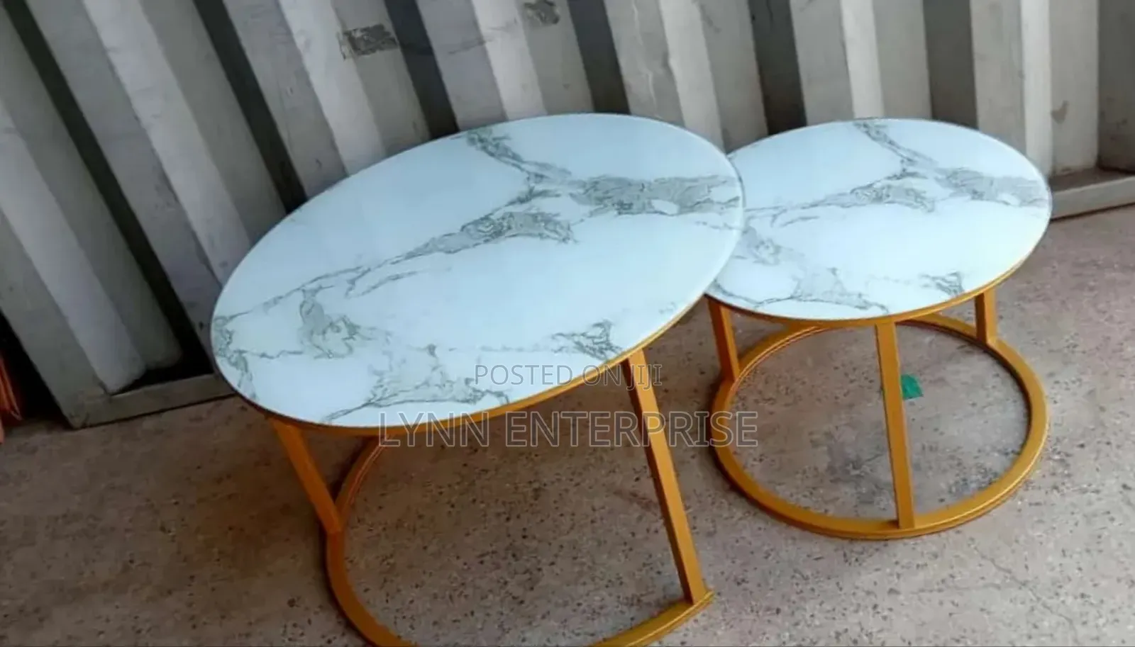 Marble Nesting Coffee Table (Glass Effect) White