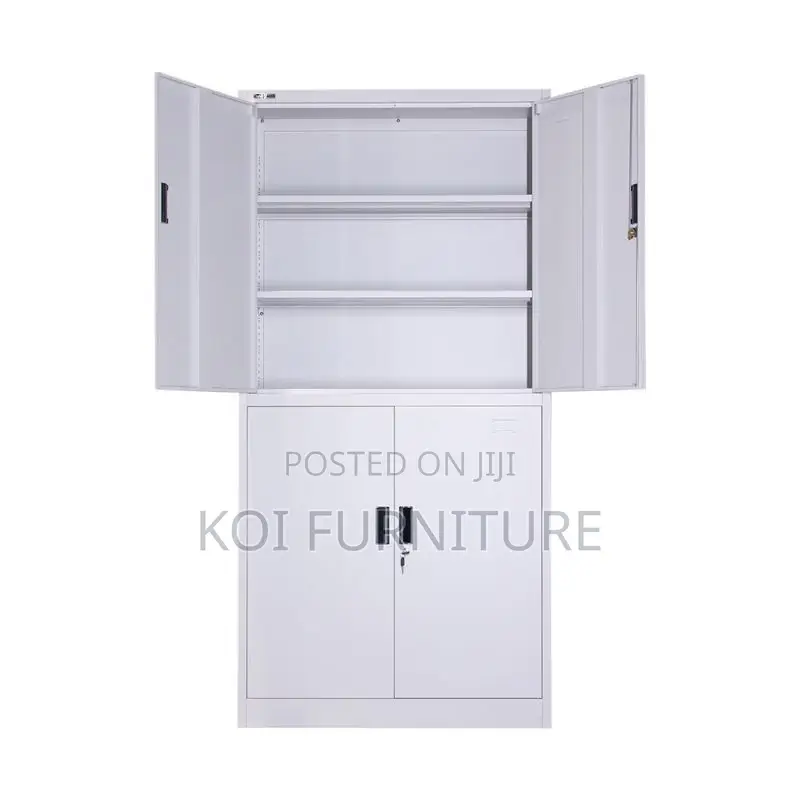 Office Cabinet:4-Locker White Steel Office Cabinet -Adjustable Shelves