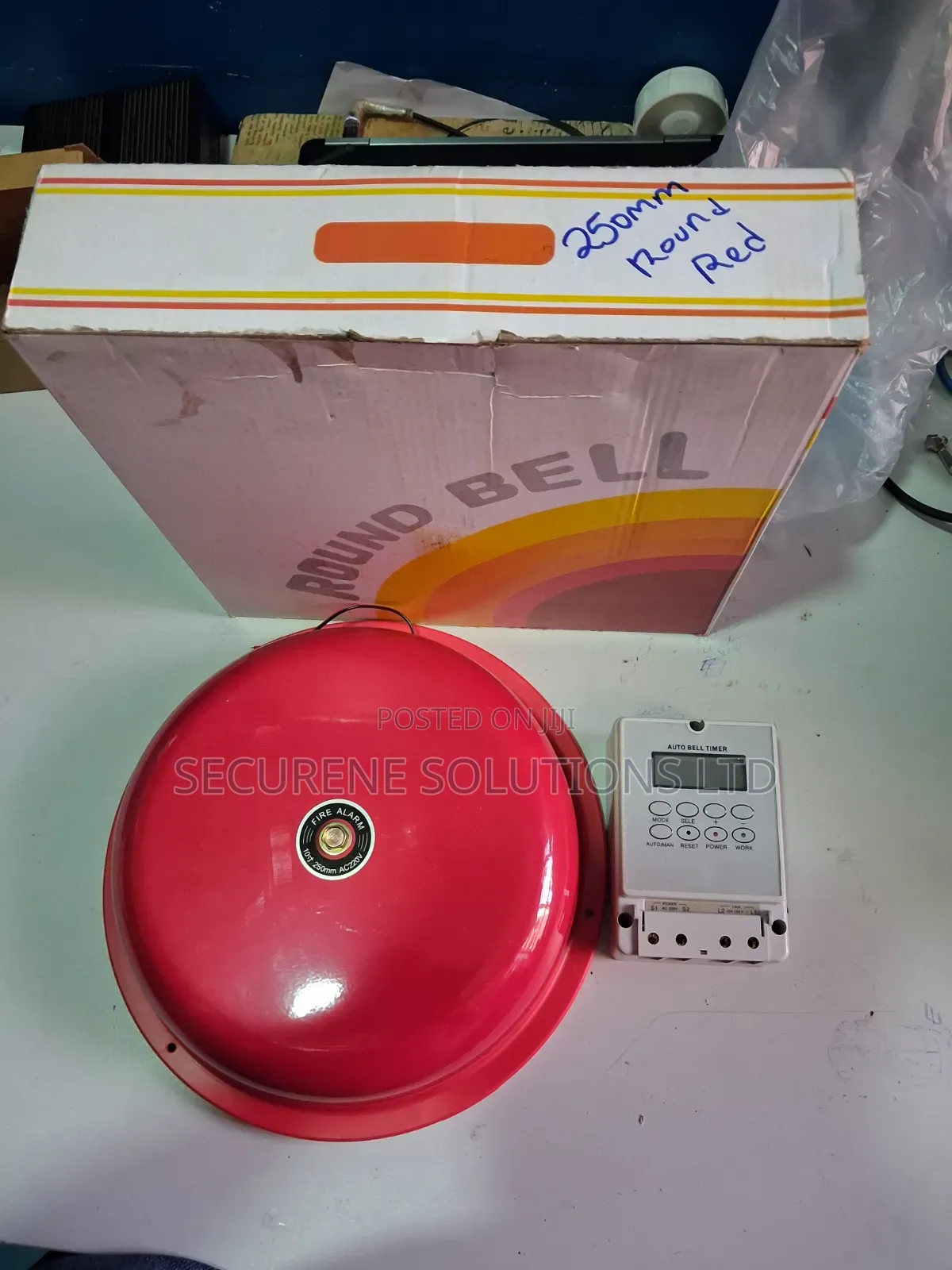 250mm Electric School Bell Gong Red Round and Auto Bell Timer Switch