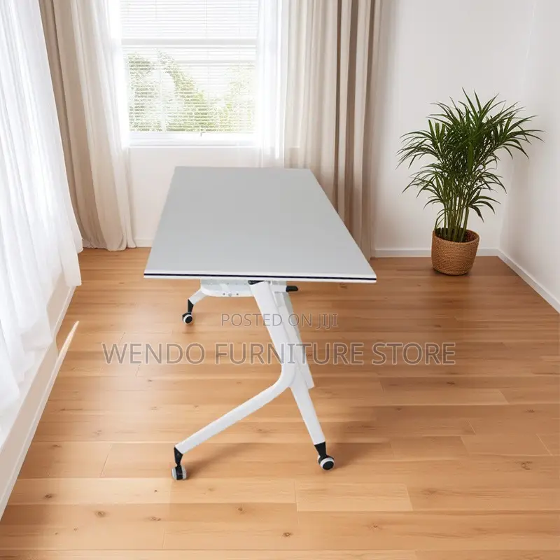 Office Table; White Foldable Working Mobile Table