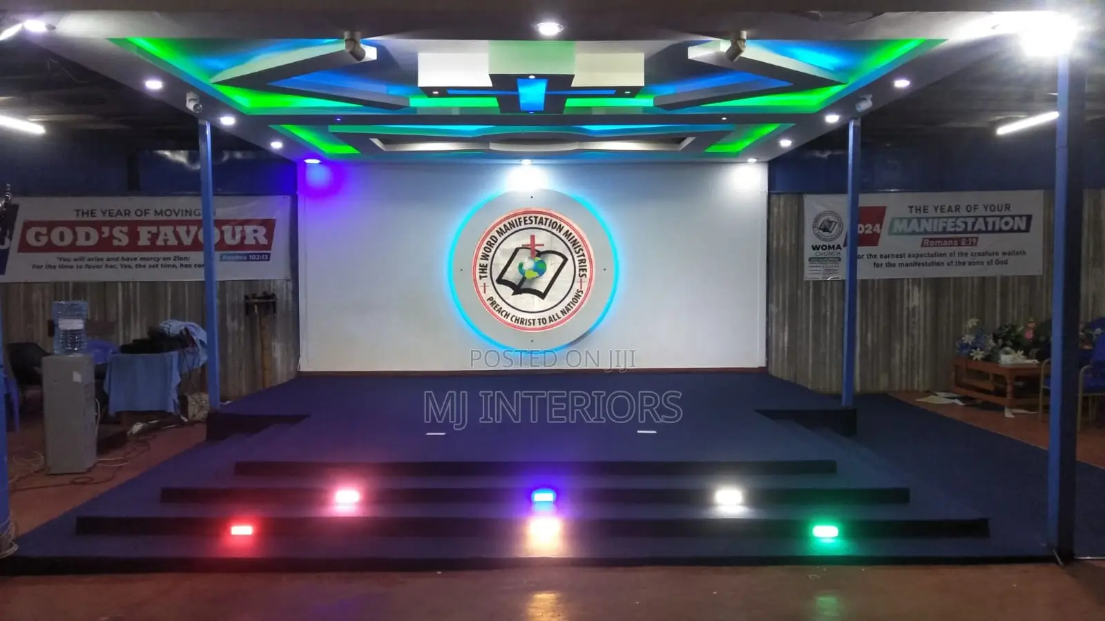 Heavy Duty Blue Wall to Wall Carpet for Worship Centers