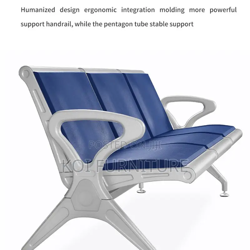 Office Bench : Kinbor 3-Seat Blue Waiting Room Chairs