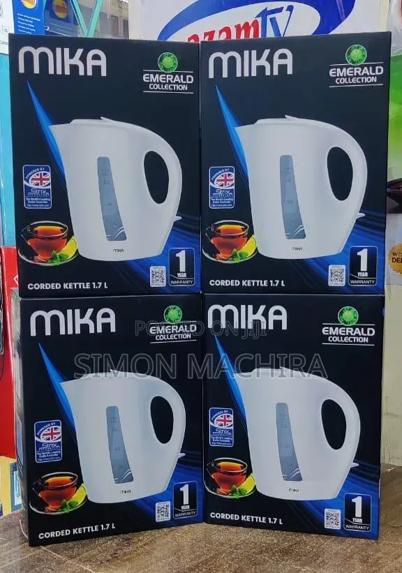 Mika 1.7l Plastic Electric White Cordless Kettle