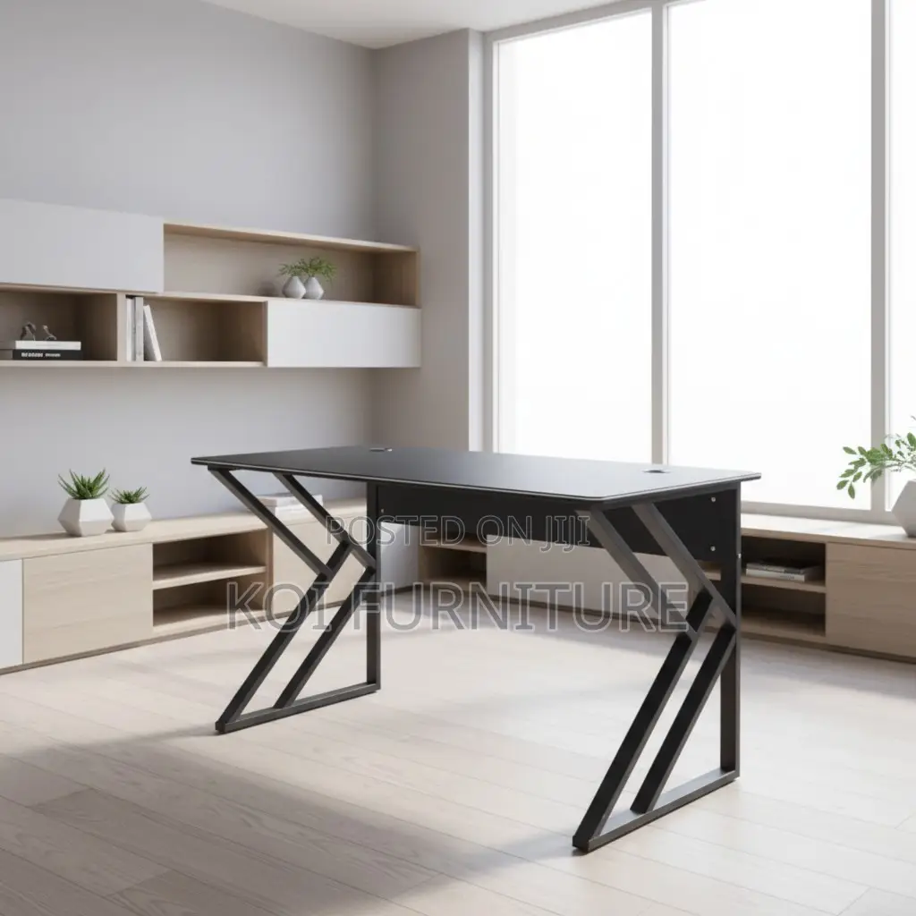 Office Desk : 1.2m G12 Black Computer Desk With Modern Metal Frame