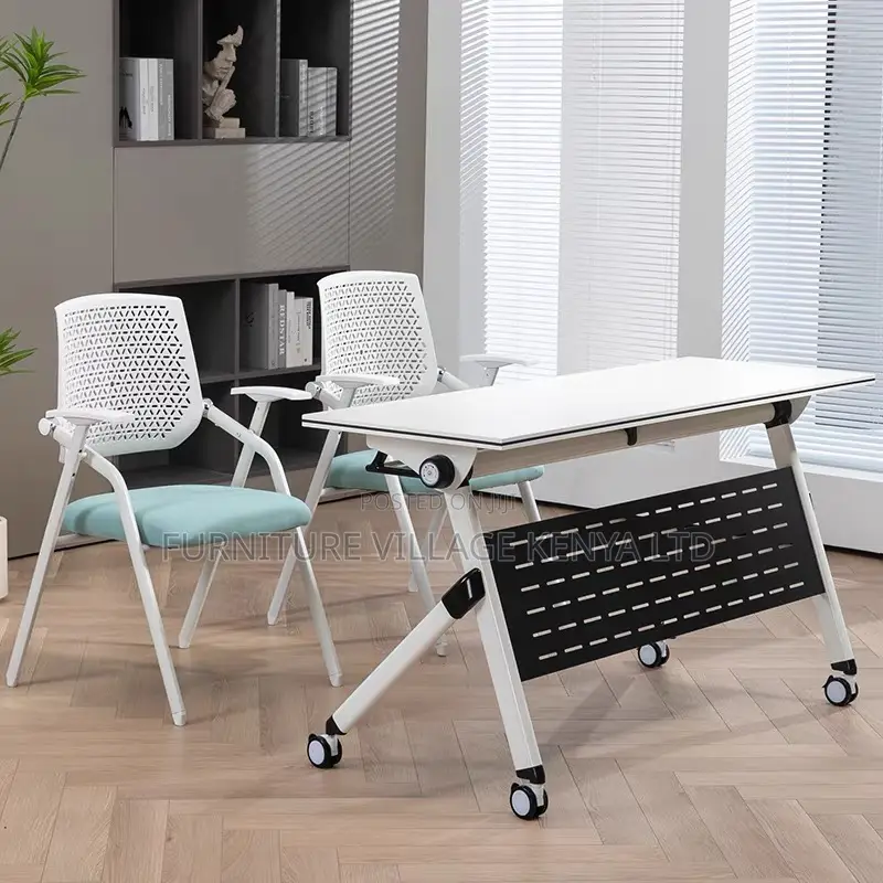 120cm White Wood Foldable Training Table