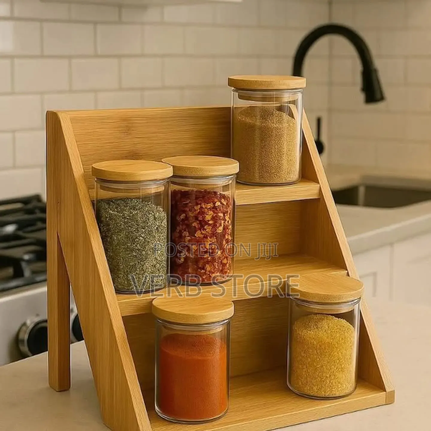 9pcs 3 Layer Airtight Glass Spice Jars With Bamboo Lids 200ml Capacity