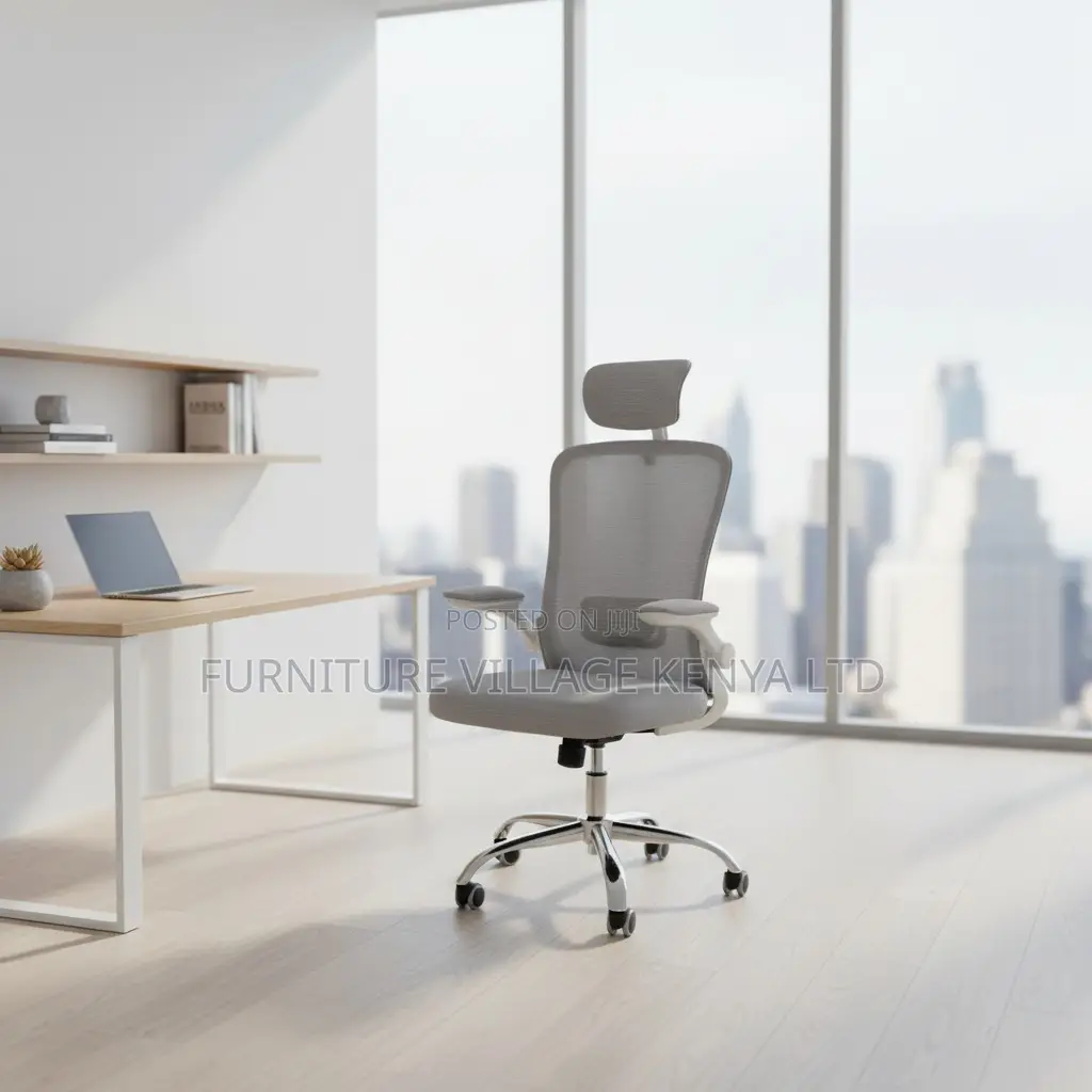 White Ergonomic Computer Headrest Desk Chair
