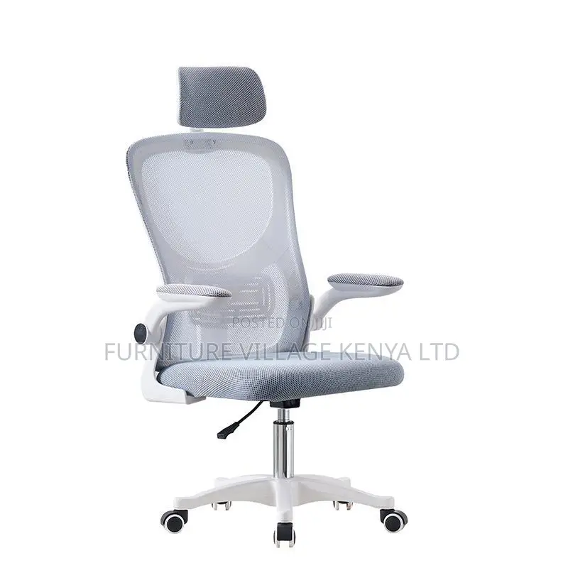 White Ergonomic Computer Headrest Desk Chair
