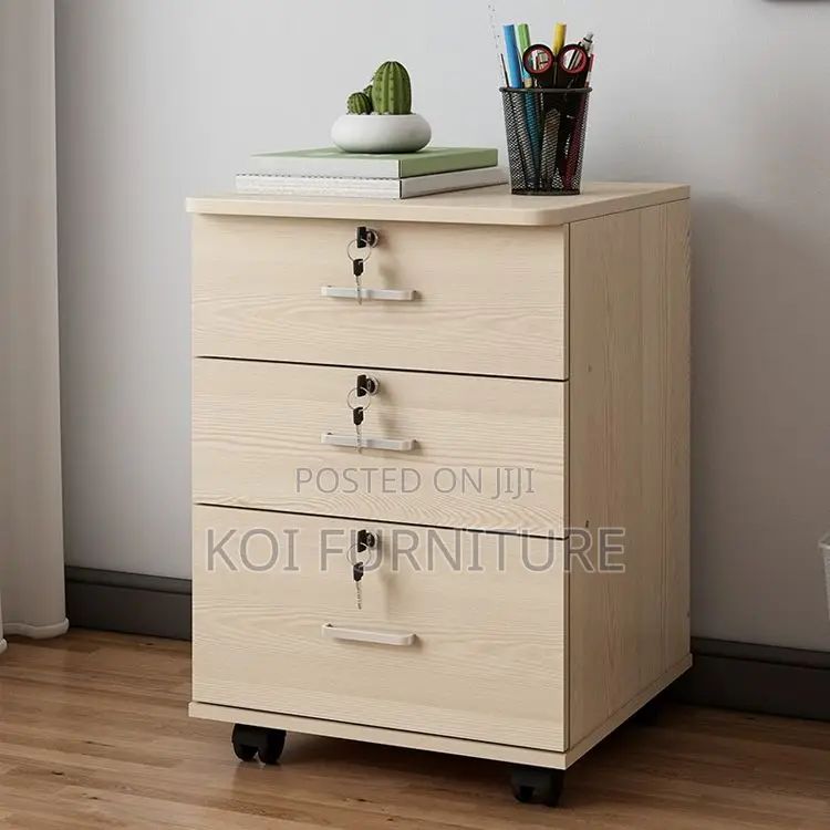 Office Cabinet; Three Doors Wooden Pedestal Office Cabinet