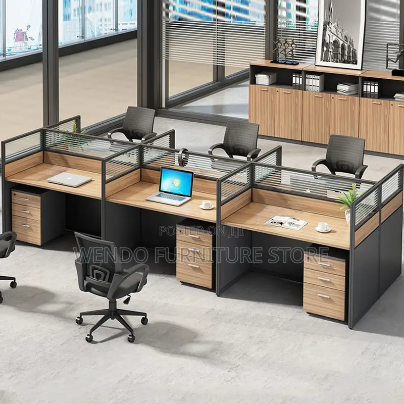 Office Workstation; Six Users MDF Brown Office Workstations