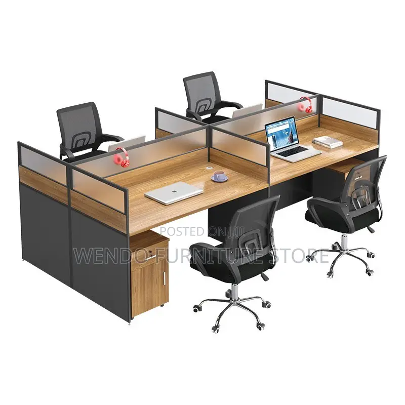 Office Workstation; Six Users MDF Brown Office Workstations