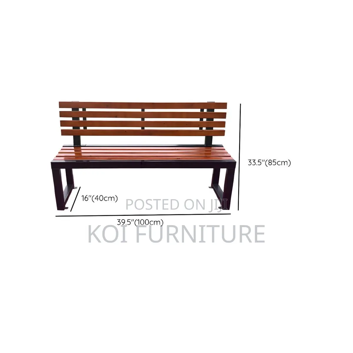Weather-Resistant Outdoor Garden Bench With Solid Wood Slats