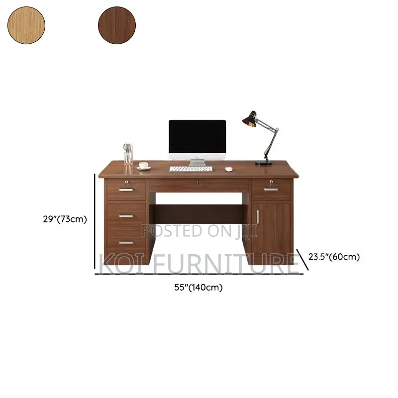 Office Desk; 1.4m Transitional Executive Desk With Locking Storage