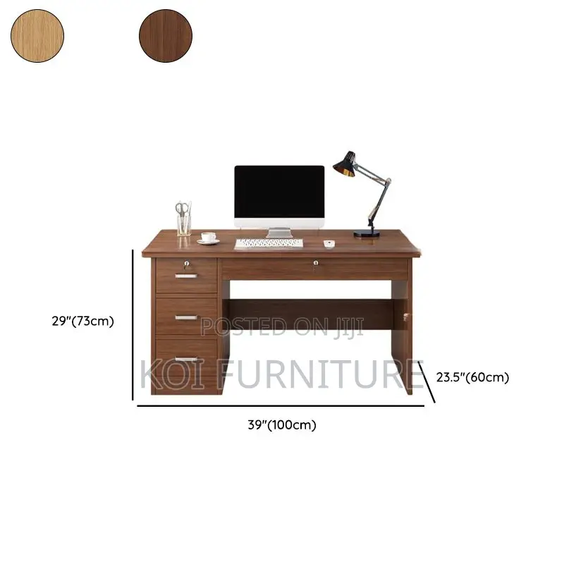 Office Desk; 1.4m Transitional Executive Desk With Locking Storage