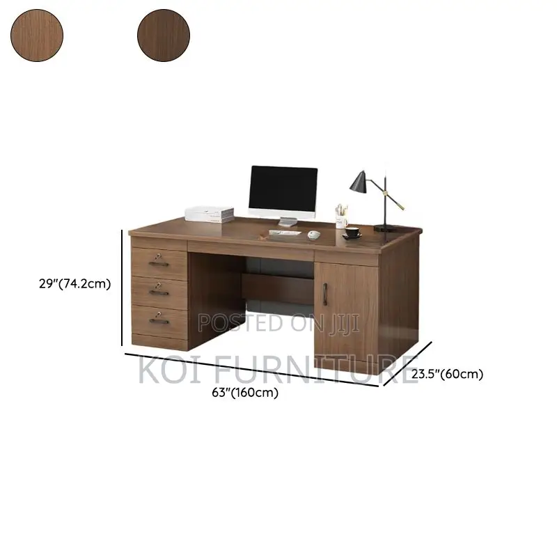 Office Desk; 1.4m Transitional Executive Desk With Locking Storage