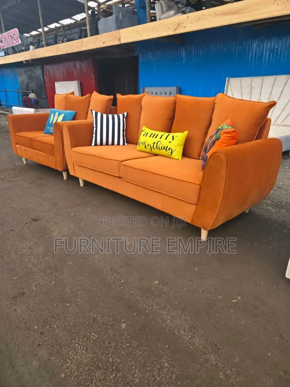 Stylish Orange Sofa Set – 3-Seater + 2-Seater