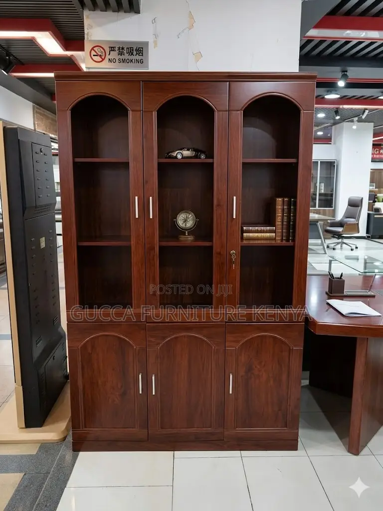 3-Door's Mahogany Executive Cabinet With Shelf