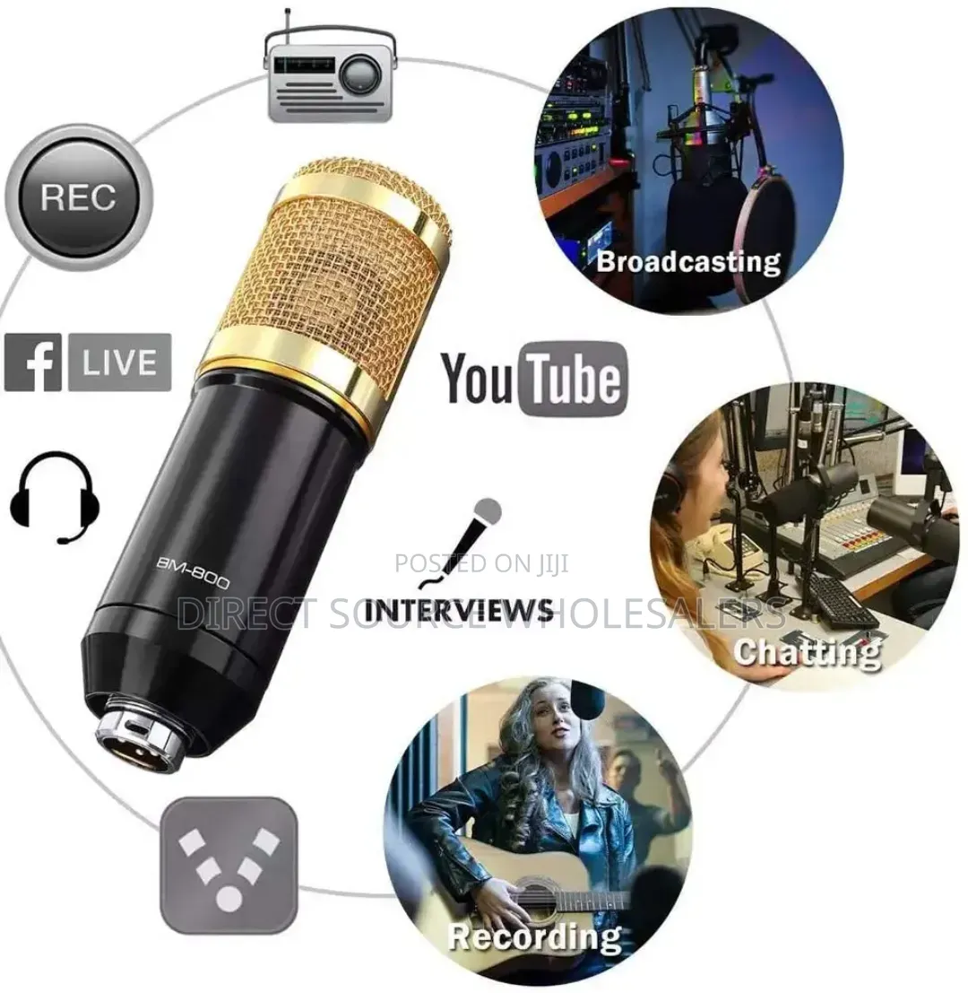 Bm800 Podcast Live Streaming Microphone With Stand Pop Filter
