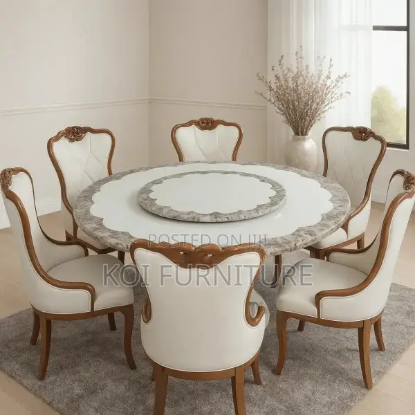 Dinin Set; Six Seaters Royal Dining Set With Marble Top