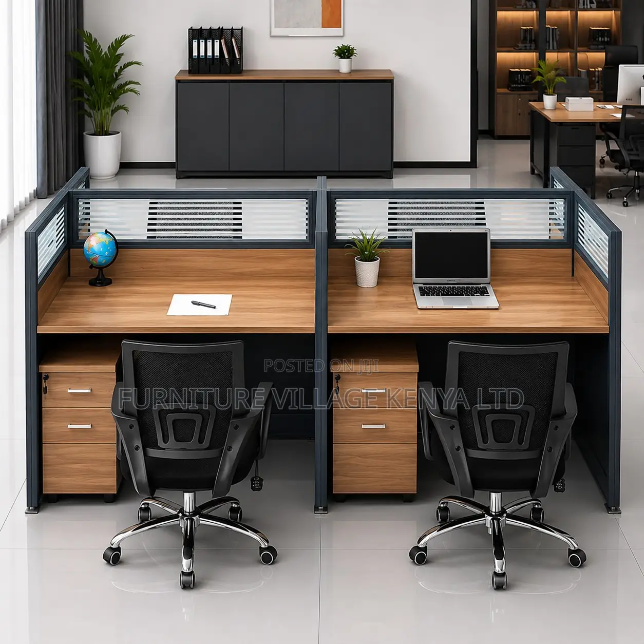 Brown Wooden 4-Seater Imported Workstation