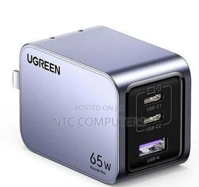 Ugreen Nexode Pro 65w 3-Port Gan Fast Charger Uk Grey+1.5m 100w Cable