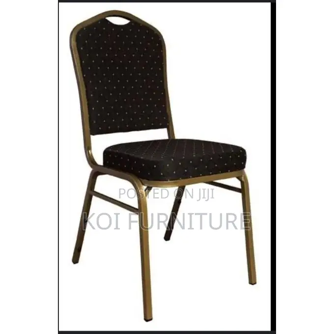 Office Chair : Blue Upholstered Banquet Chair With Gold Aluminum Frame