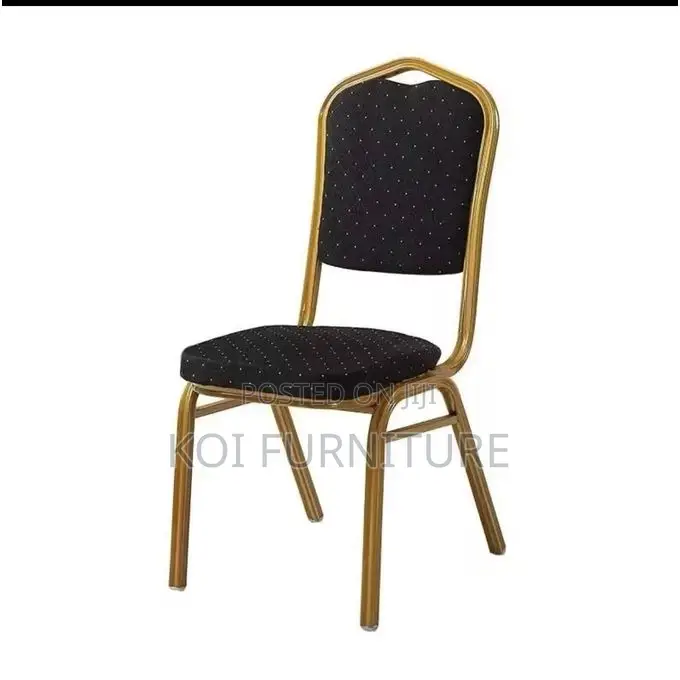 Office Chair : Blue Upholstered Banquet Chair With Gold Aluminum Frame