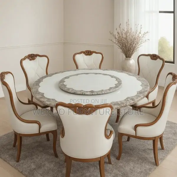 Dining Set; Six Seaters Round Grades Choice Dining Set