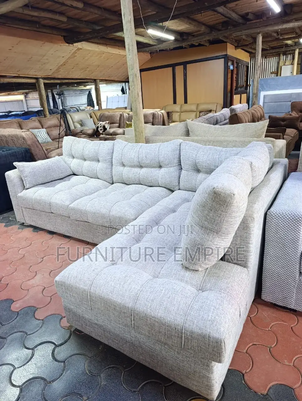 White Cream L Shaped Sofa