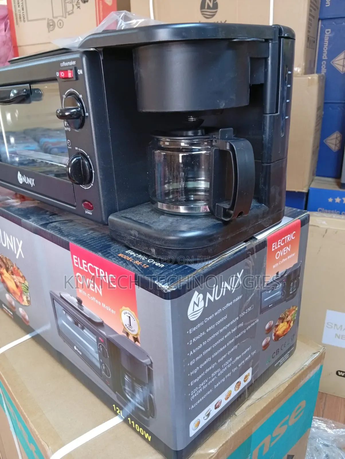 12l Nunix 3 in 1 Breakfast Maker, Toaster, Oven and Coffee Maker