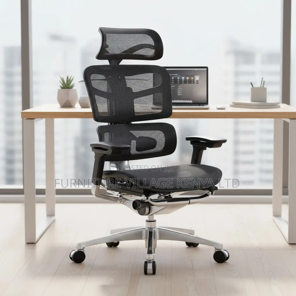 Ergonomic Full Mesh Armchair With Footrest