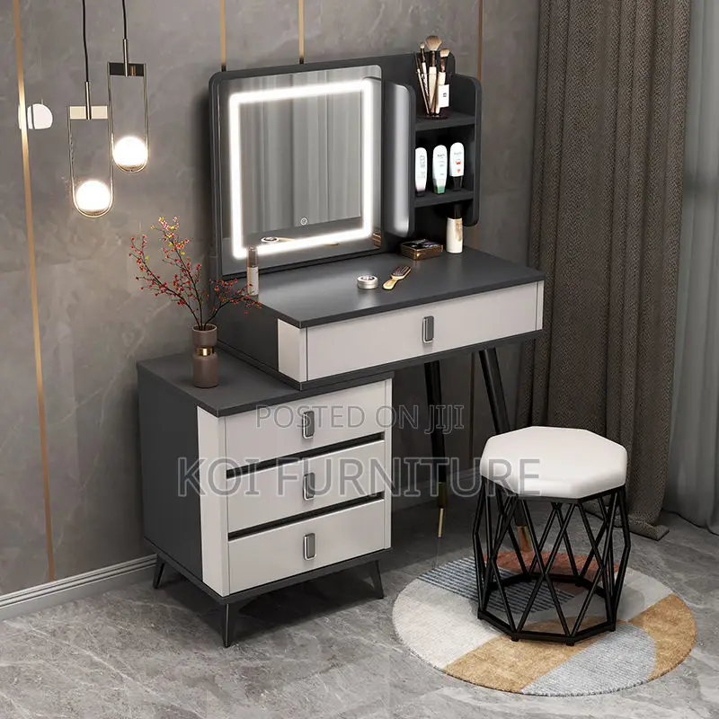 Vanity Set : Modern Black and White Vanity Set With Lighting