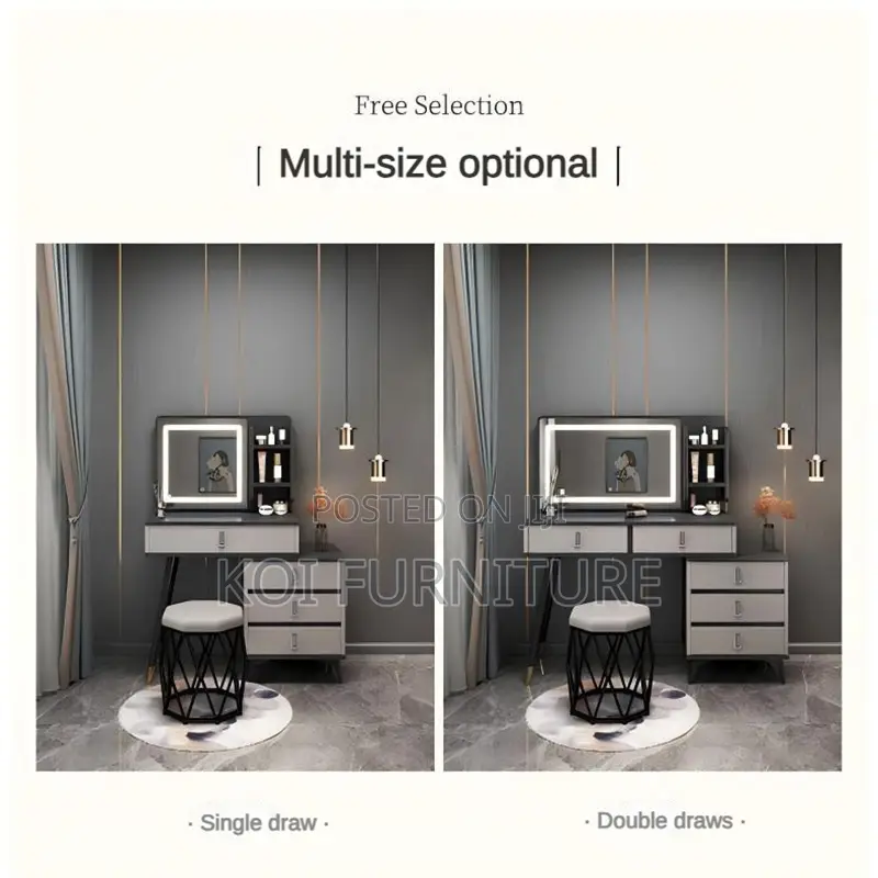 Vanity Set : Modern Black and White Vanity Set With Lighting