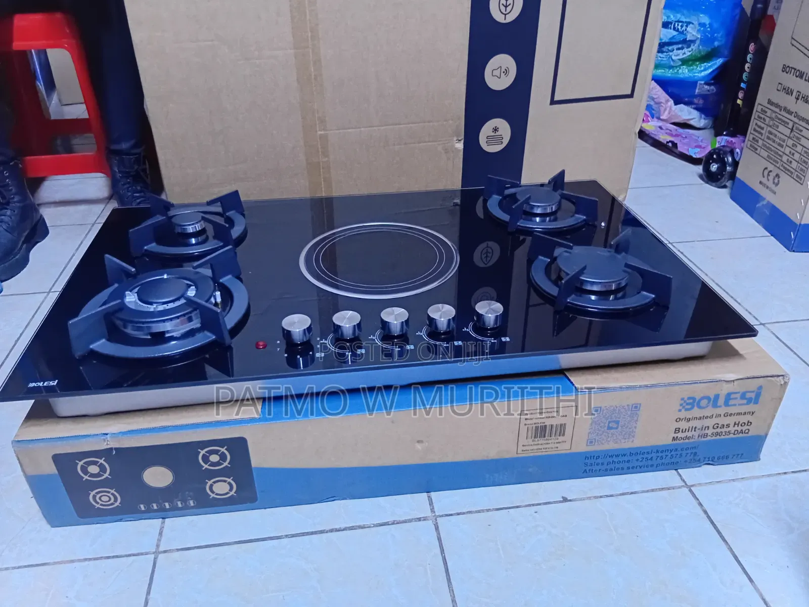Bolesi Hob 4 Gas Burners +1 Infrared Electric With Gas Sensor