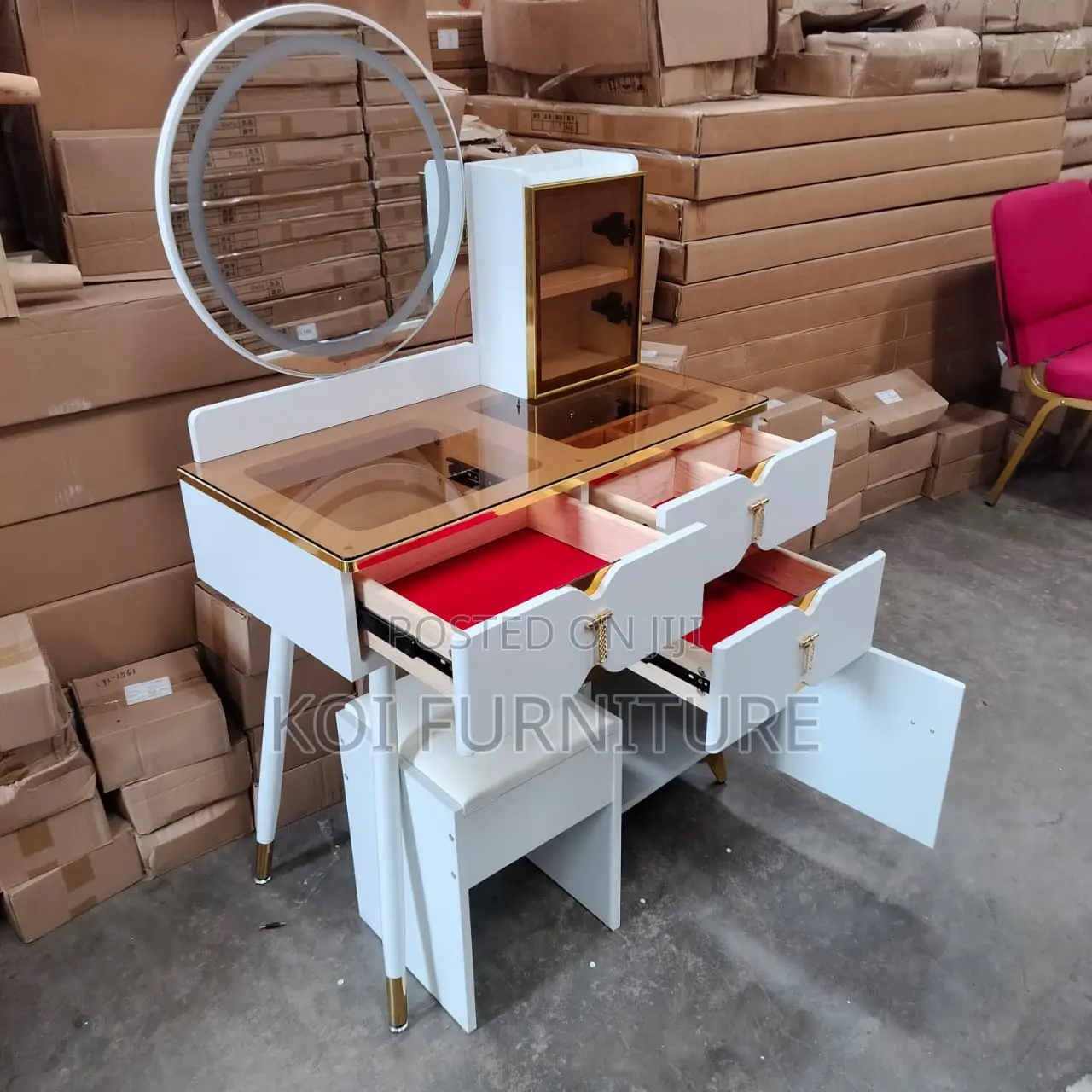 Vanity Set : Modern White Vanity Set With Tempered Glass Top