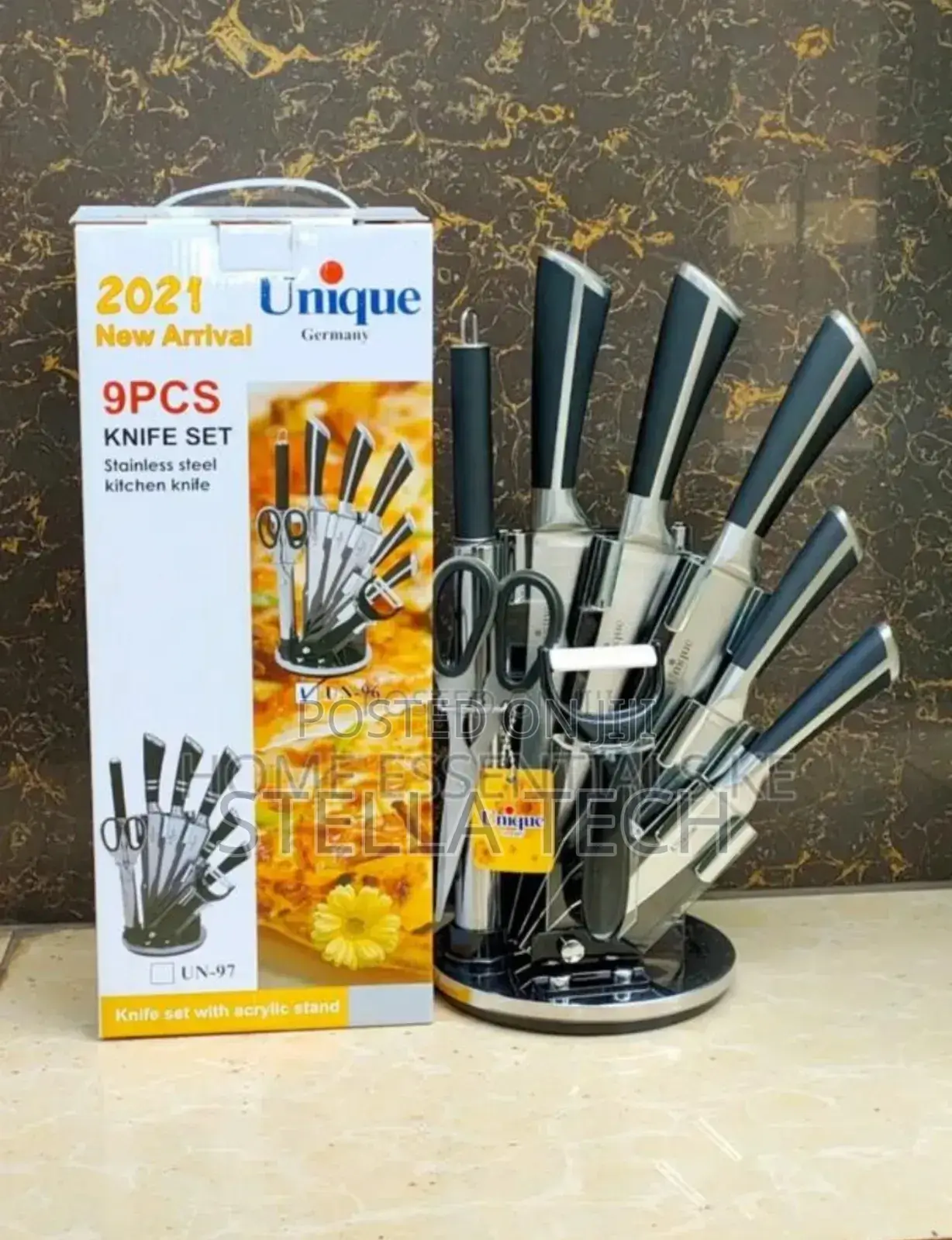 Unique 9pcs Kitchen Knife Set Stainless Steel Knives