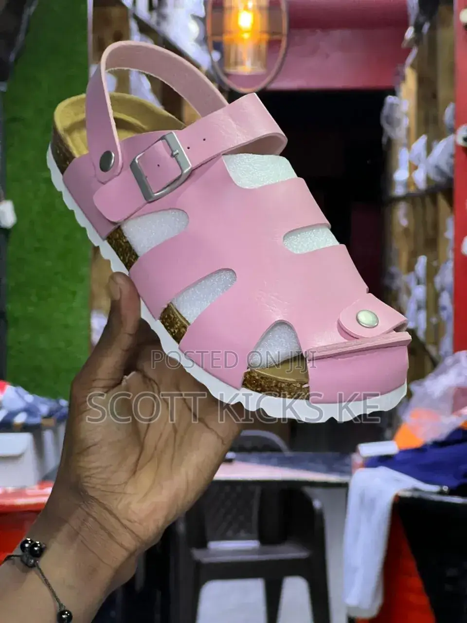 Buckle Leather Cork Sandals “Pink”
Sizes :36-42
