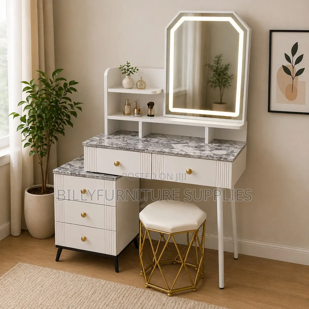 Modern Vanity Dressing Table Nairobi – With Mirror Storage