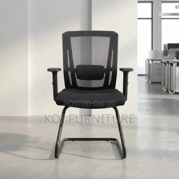 Office Chair : Modern Black Mesh Ergonomic Office Visitor Chair